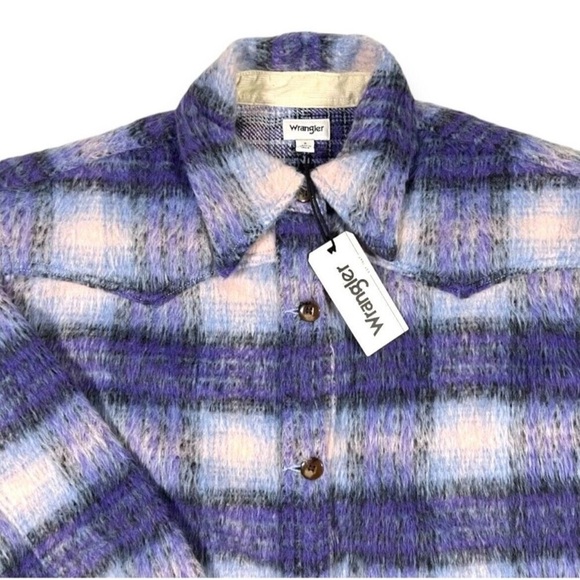 Urban Outfitters Wrangler Plaid Oversized Wool Blend Western Jacket NWT - Picture 11 of 15